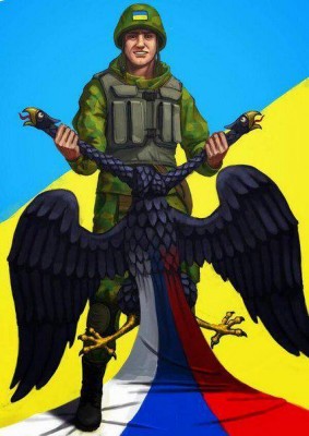 Украинский солдат душит двуглавого орла