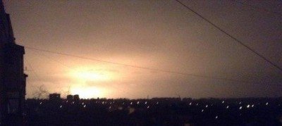 Зарево в Донецке 23 октября